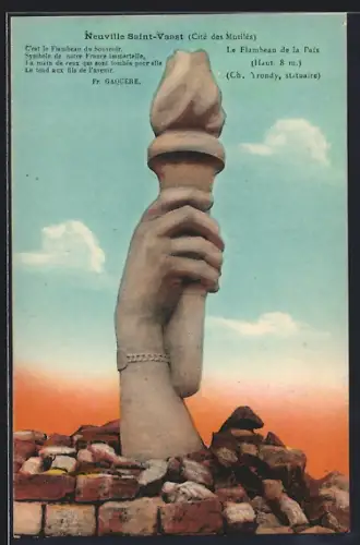 AK Neuville Saint-Vaast, Le Flambeau de la Paix, Cité des Mutilés