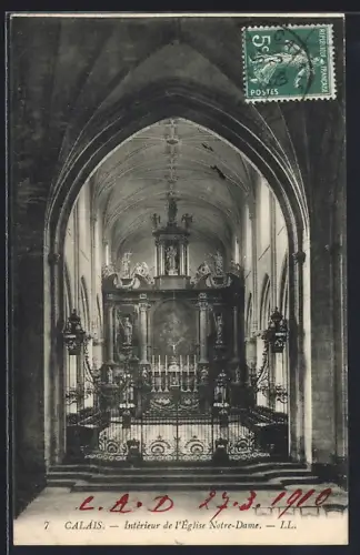 AK Calais, Intérieur de l`Église Notre-Dame