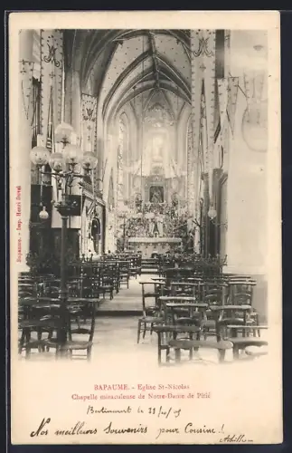 AK Bapaume, Église St-Nicolas, Chapelle miraculeuse de Notre-Dame de Pitié