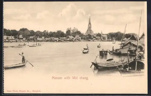 AK Thailand, Menam-Chao Phraya with Wat chang