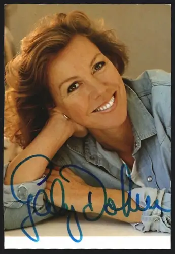 AK Gaby Dohm im Jeanshemd, Autograph
