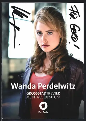 AK Wanda Perdelwitz in der Serie Grossstadtrevier, Autograph