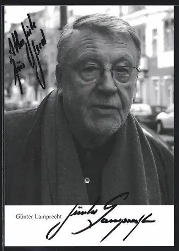 AK Günter Lamprecht mit Schal, Autograph