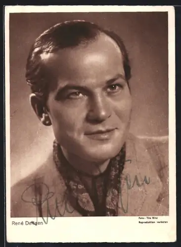 AK René Deltgen mit Halstuch, Autograph