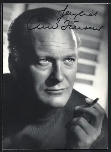 AK Curd Jürgens mit Zigarette, Autograph