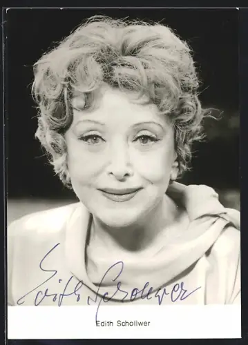 AK Edith Schollwer lächelt, Autograph