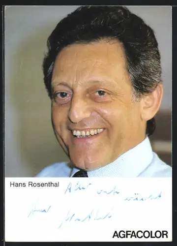 AK Hans Rosenthal lächelt, Autograph