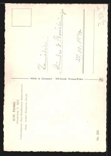 AK O. W. Fischer mit Krawatte, Autograph, 1970