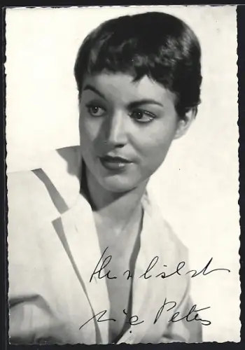 AK Ina Peters in offener Bluse, Autograph