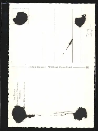 AK Ina Peters in offener Bluse, Autograph