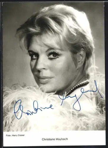 AK Christiane Maybach, Portrait, Autograph