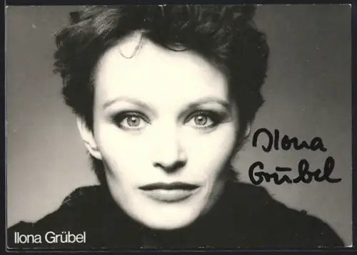 AK Ilona Grübel, Portrait, Autograph