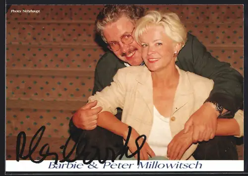 AK Barbie und Peter Millowitsch lächeln, Autograph