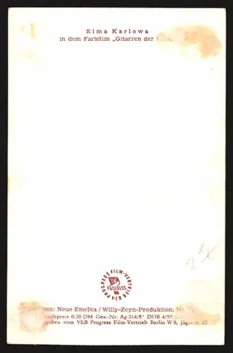 AK Elma Karlowa in einer Filmszene, Autograph
