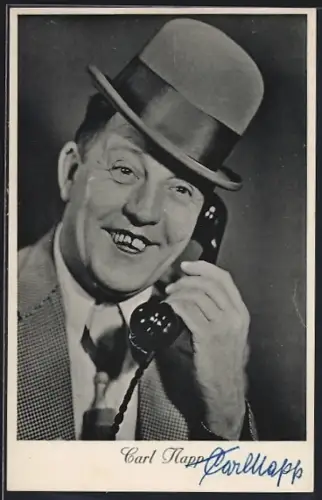 AK Carl Napp telefoniert, Autograph