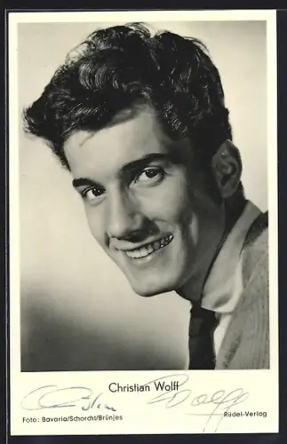 AK Christian Wolff lächelt, Autograph