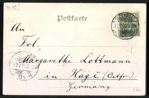 Glitzer-Perl-AK Tannenzweig mit Tannenzapfen mit Glitzer-Perlen verziert