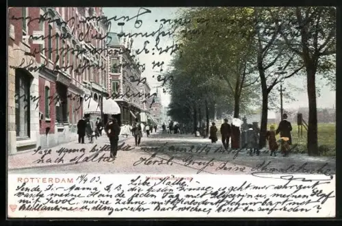 AK Rotterdam, Nieuwe Binnenweg mit Geschäften