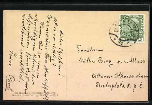 AK Wien, Soldaten marschieren am Kaiserin Maria Theresia-Monument vorbei