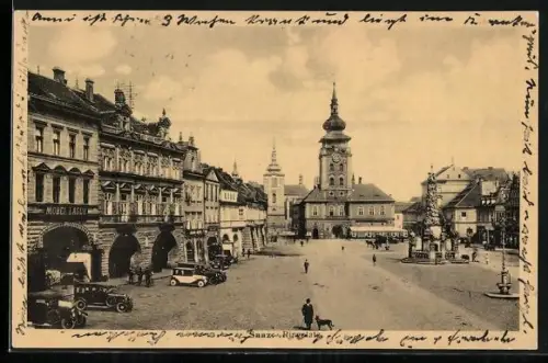 AK Gaaz, Ringplatz mit Kirche und Brunnen