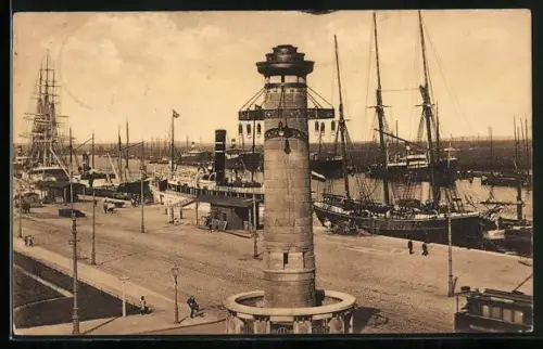 AK Stettin, Blick v.d. Hakenterrasse auf den Hafen