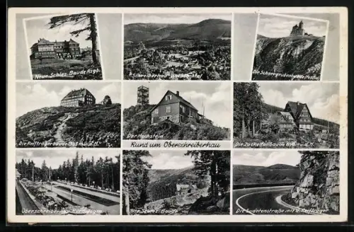 AK Ober-Schreiberhau, neue schles. Baude, Zackelfallbaude, Schneegrubenbaude