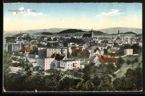 AK Hirschberg i. Schl., Gesamtansicht aus der Vogelschau