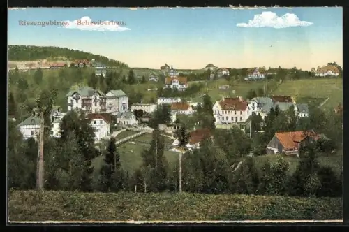 AK Schreiberhau, Ortsansicht aus leicht erhöhter Position