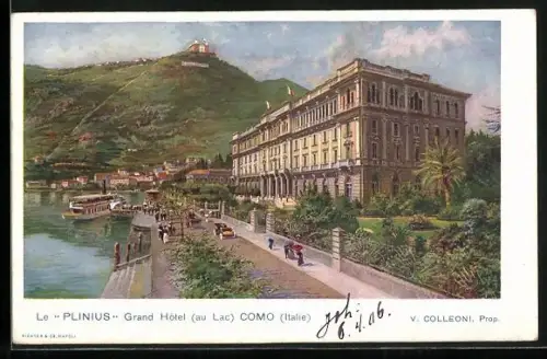 Lithographie Como, Le Plinius Grand Hotel au Lac