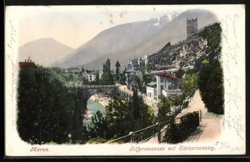 AK Meran, Gilfpromenade mit dem Steinernen Steg