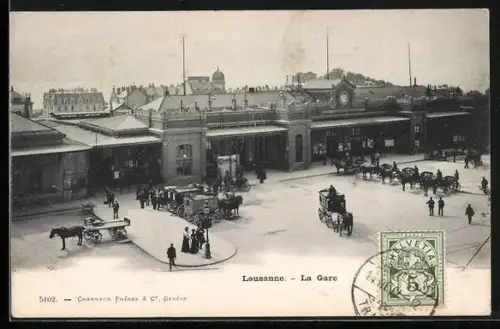 AK Lausanne, Blick auf den Bahnhof, La Gare
