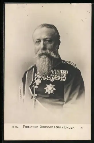 AK Grossherzog Friedrich von Baden, Portrait in hochdekorierter Uniform