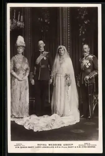 AK Royal Wedding Group, Queen Mary, Lord Lascelles, Princess Mary & King George