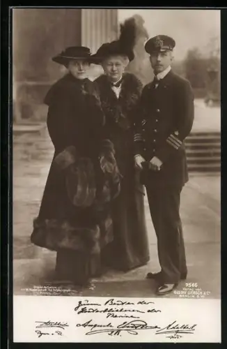 AK Prinz Adalbert von Preussen als Offizier der Marine mit Gattin und Mutter