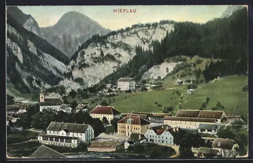 AK Hieflau, Ortspartie im Gebirge