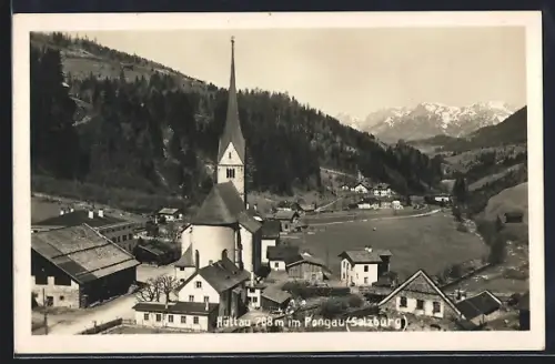 AK Hüttau im Pongau, Ortspartie mit Kirche