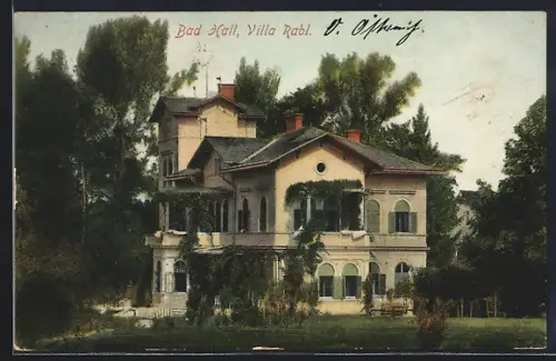 AK Bad Hall, Villa Rabl, Gartenansicht