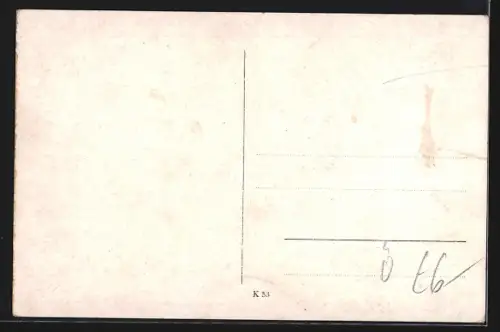 AK St. Marien, Hundegespann mit Ortsansicht