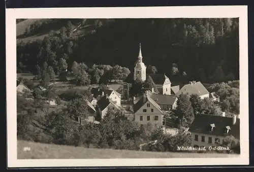 AK Waldbach-Mönichwald, Blick auf die Kirche Mönichwald