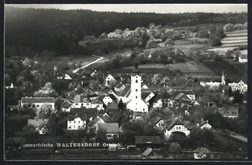 AK Waltersdorf /Oststmk., Totalansicht mit Kirche aus der Vogelschau