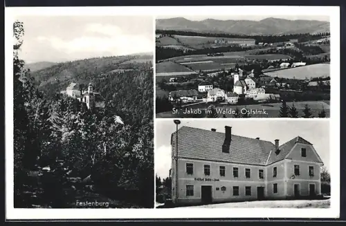 AK St. Jakob i. Walde, Panoramaansicht, Festenburg
