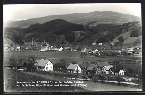 AK Rohrbach an der Lafnitz, Ortsansicht mit Zeilbrücke, Hilm u. Hochwechsel