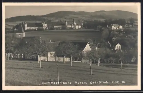 AK Vorau /Oststmk., Teilansicht mit Stift aus der Vogelschau