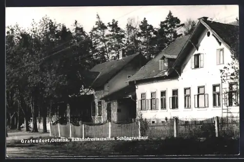 AK Grafendorf /Oststmk., Gasthaus Bahnhofsrestauration Schöngrundner