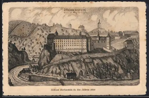 Künstler-AK St. Johann bei Herberstein, Schloss Herberstein im Jahr 1600