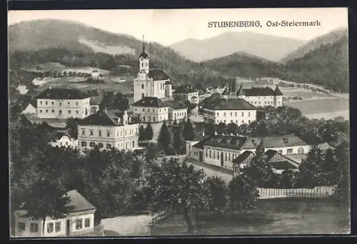 AK Stubenberg /Oststmk., Totalansicht mit Bergpanorama aus der Vogelschau