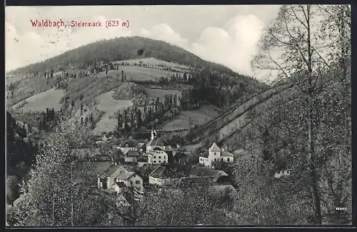 AK Waldbach, Ansicht Dorf im Gebirge