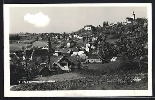 AK Friedberg-Pinggau /Oststmk., Ortsansicht von einer Anhöhe aus