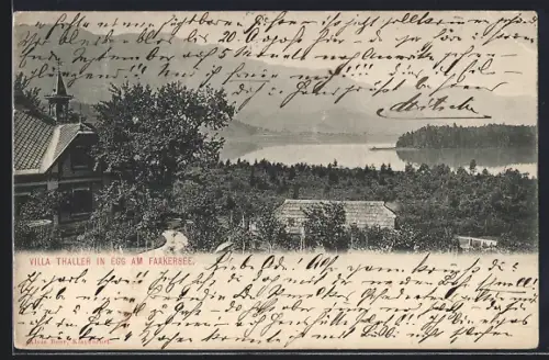AK Egg am Faakersee, Villa Thaller mit Seeblick und Bergpanorama