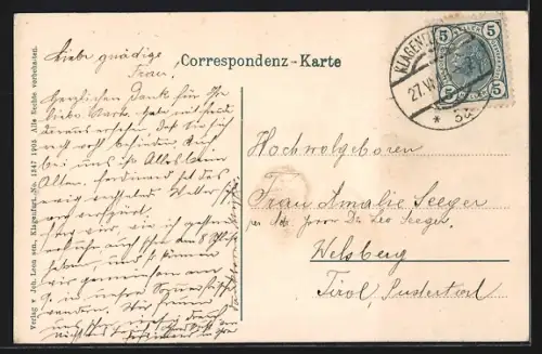 AK Klagenfurt, Obstplatz mit Marktbetrieb und Türmen